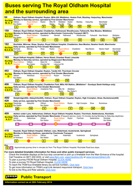 Buses Serving the Royal Oldham Hospital and the Surrounding Area