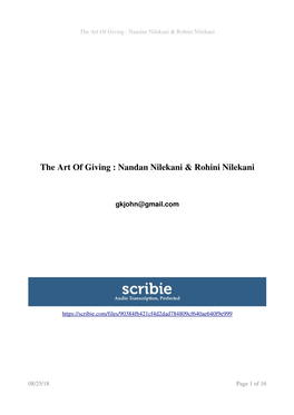 The Art of Giving : Nandan Nilekani & Rohini Nilekani