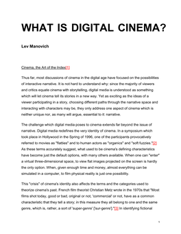 What Is Digital Cinema?