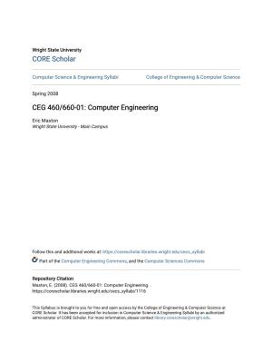 CEG 460/660-01: Computer Engineering