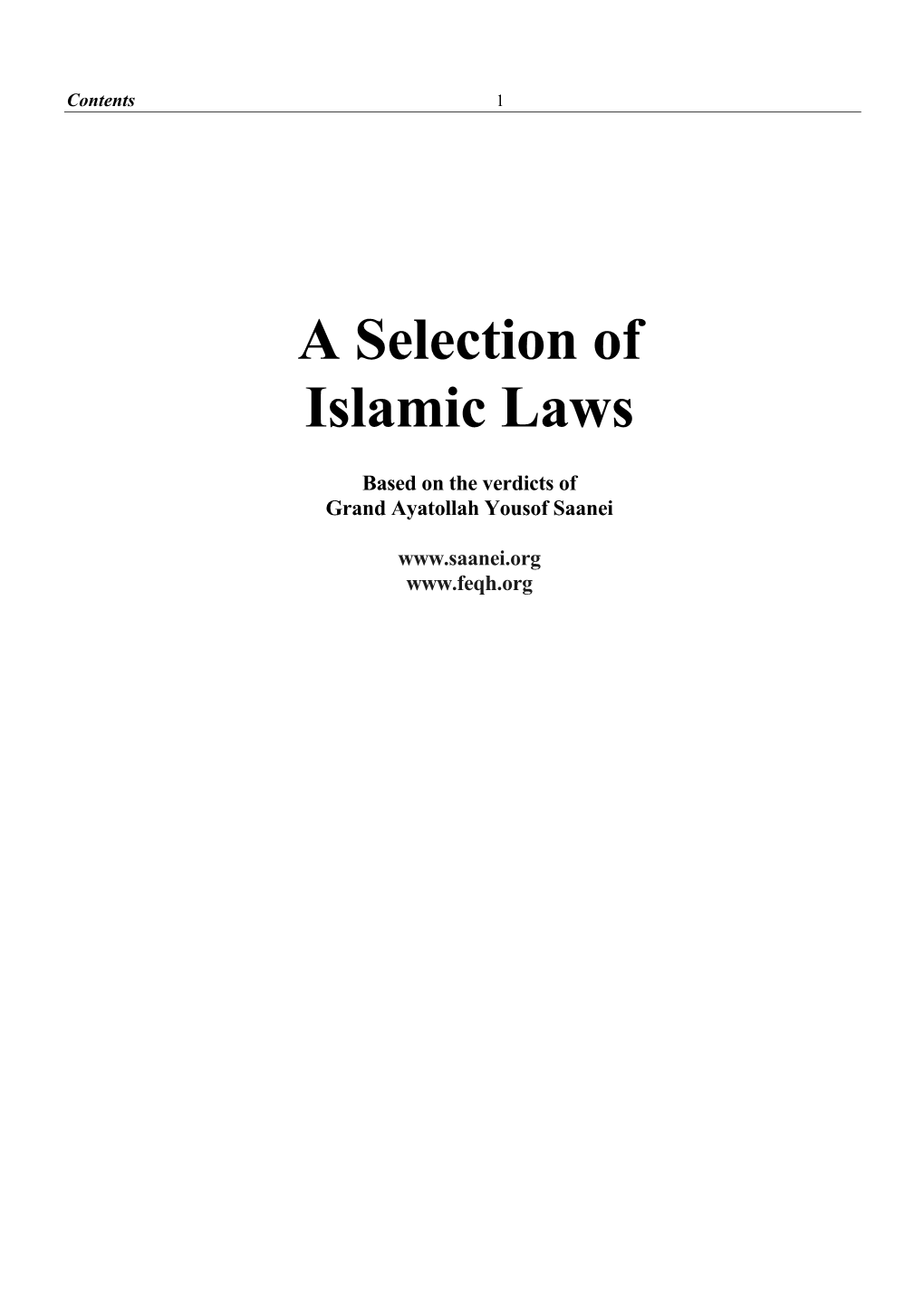 A Selection of Islamic Laws