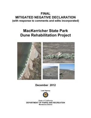 Mackerricher State Park Dune Rehabilitation Project
