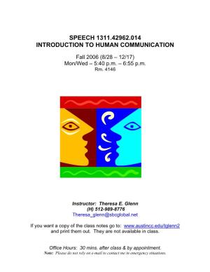 Speech 1311.42962.014 Introduction to Human Communication