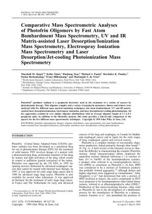 Comparative Mass Spectrometric Analyses of Photofrin Oligomers By
