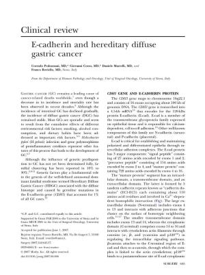 Clinical Review E-Cadherin and Hereditary Diffuse Gastric Cancer