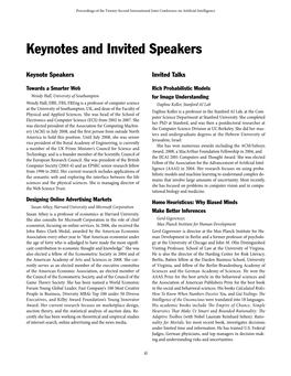 Keynotes and Invited Speakers