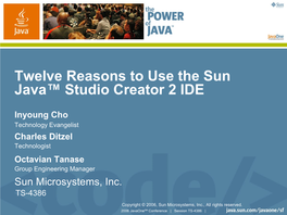 Twelve Reasons to Use the Sun Java Studio Creator IDE, TS-4386