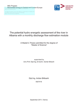 The Potential Hydro Energetic Assessment of the River in Albania with a Monthly Discharge Flow Estimation Module