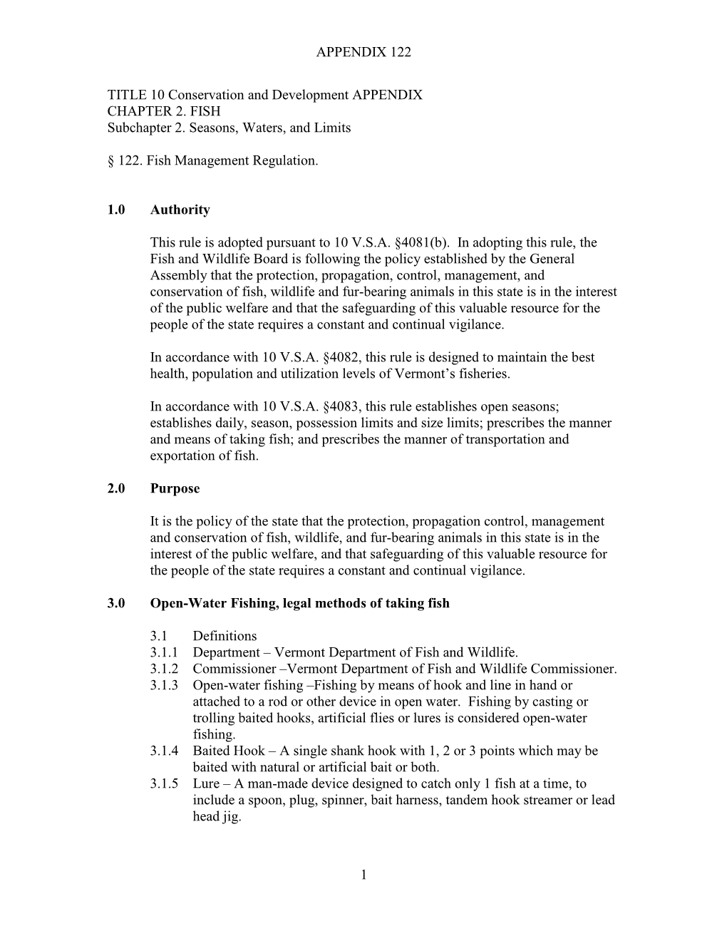 Section 7.0 of §122. Fish Management Regulation