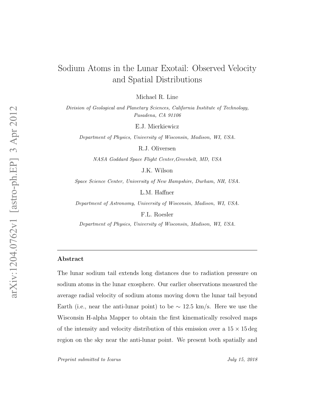 Sodium Atoms in the Lunar Exotail: Observed Velocity and Spatial Distributions