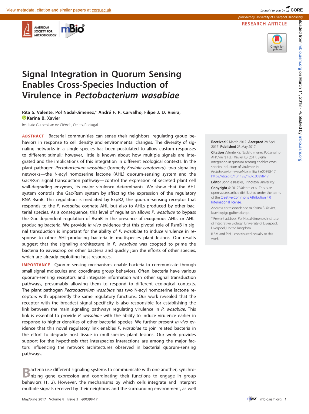 Signal Integration in Quorum Sensing Enables Cross-Species Induction Of