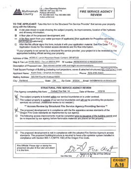 Division 1600 SE 190Tn Ave, Ste 116 ~ Multnomah Portland OR 97233 FIRE SERVICE AGENCY a a County Ph: 503-988-3043 Fax: 503-988-3389 REVIEW Multco.Us/Landuse