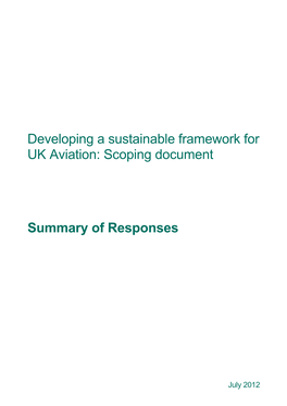 Developing a Sustainable Framework for UK Aviation: Scoping Document