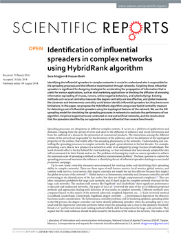 Identification of Influential Spreaders in Complex Networks Using