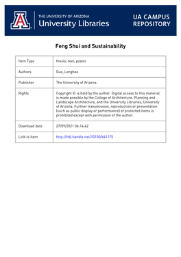 Longhao Guo SBE 498 Feng Shui and Sustainability Joey Iuliano May 7Th