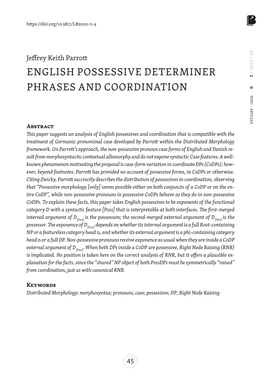 English Possessive Determiner Phrases and Coordination