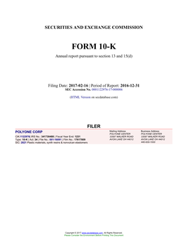 POLYONE CORP Form 10-K Annual Report Filed 2017-02-16