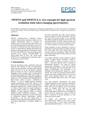 SWIFTS and SWIFTS-LA: Two Concepts for High Spectral Resolution Static Micro-Imaging Spectrometers