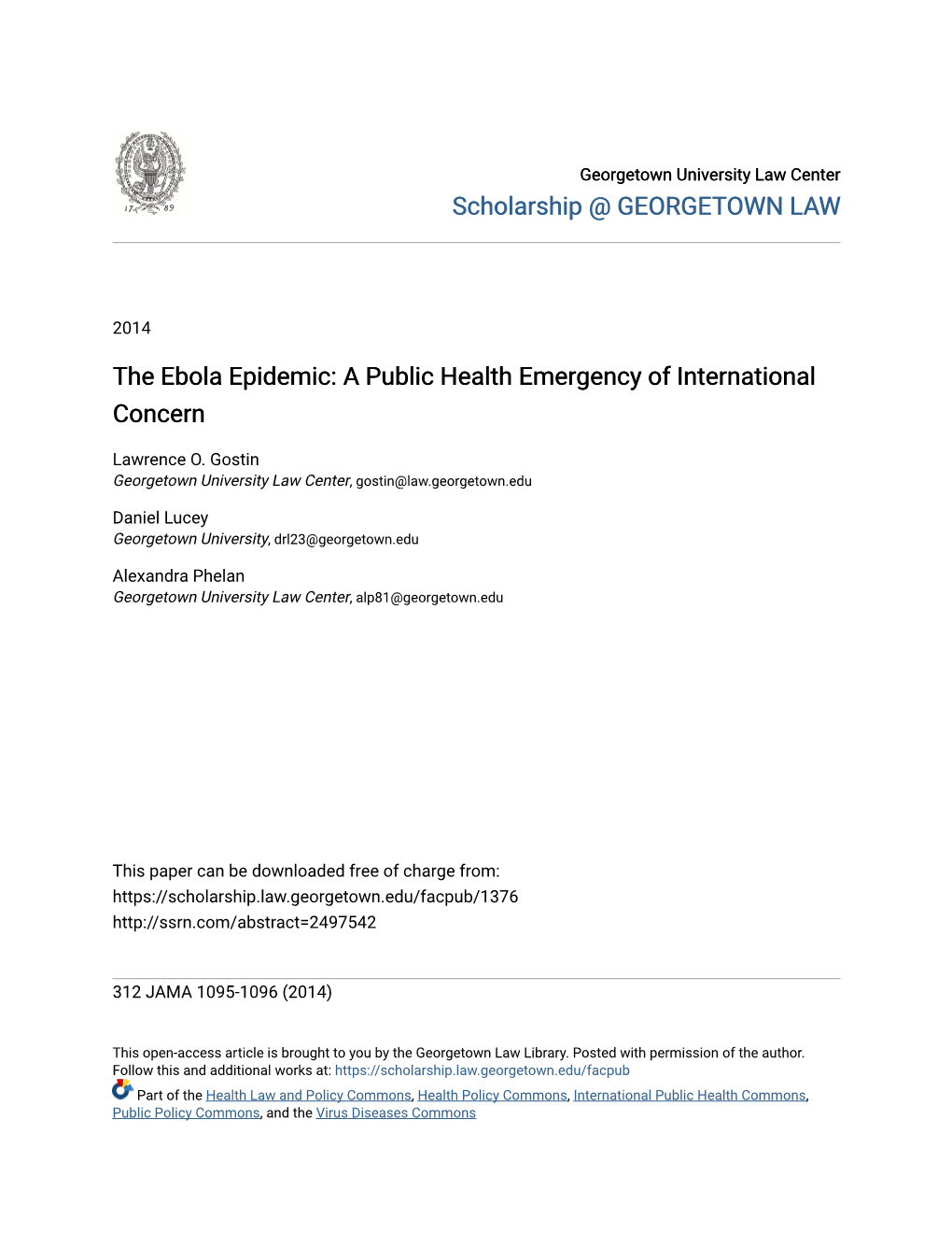 The Ebola Epidemic: a Public Health Emergency of International Concern