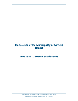 The Council of the Municipality of Ashfield Report 2008 Local Government Elections