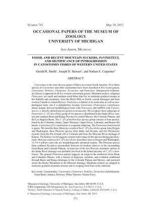 Occasional Papers of the Museum of Zoology University of Michigan