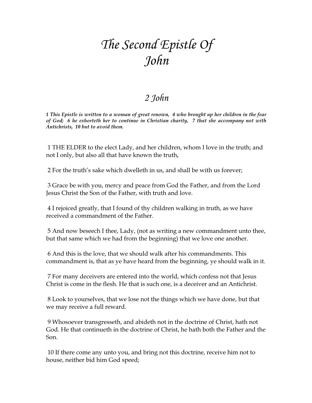 The Second Epistle of John