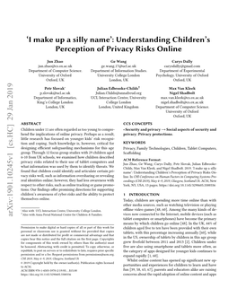 Understanding Children's Perception of Privacy Risks Online