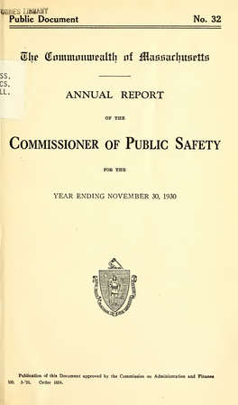 Annual Report of the Commissioner of Public Safety for the Year Ending November 30