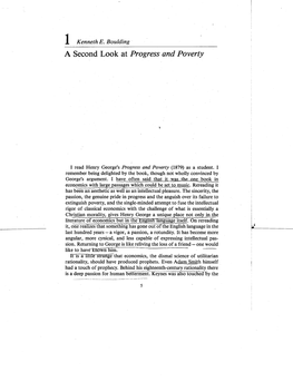 1 Kenneth E. Boulding a Second Look at Progress and Poverty