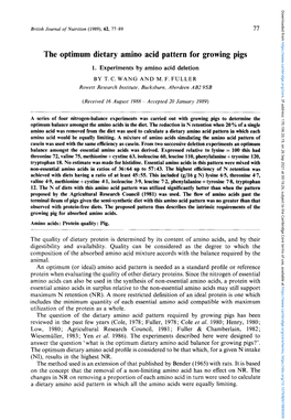 The Optimum Dietary Amino Acid Pattern for Growing Pigs