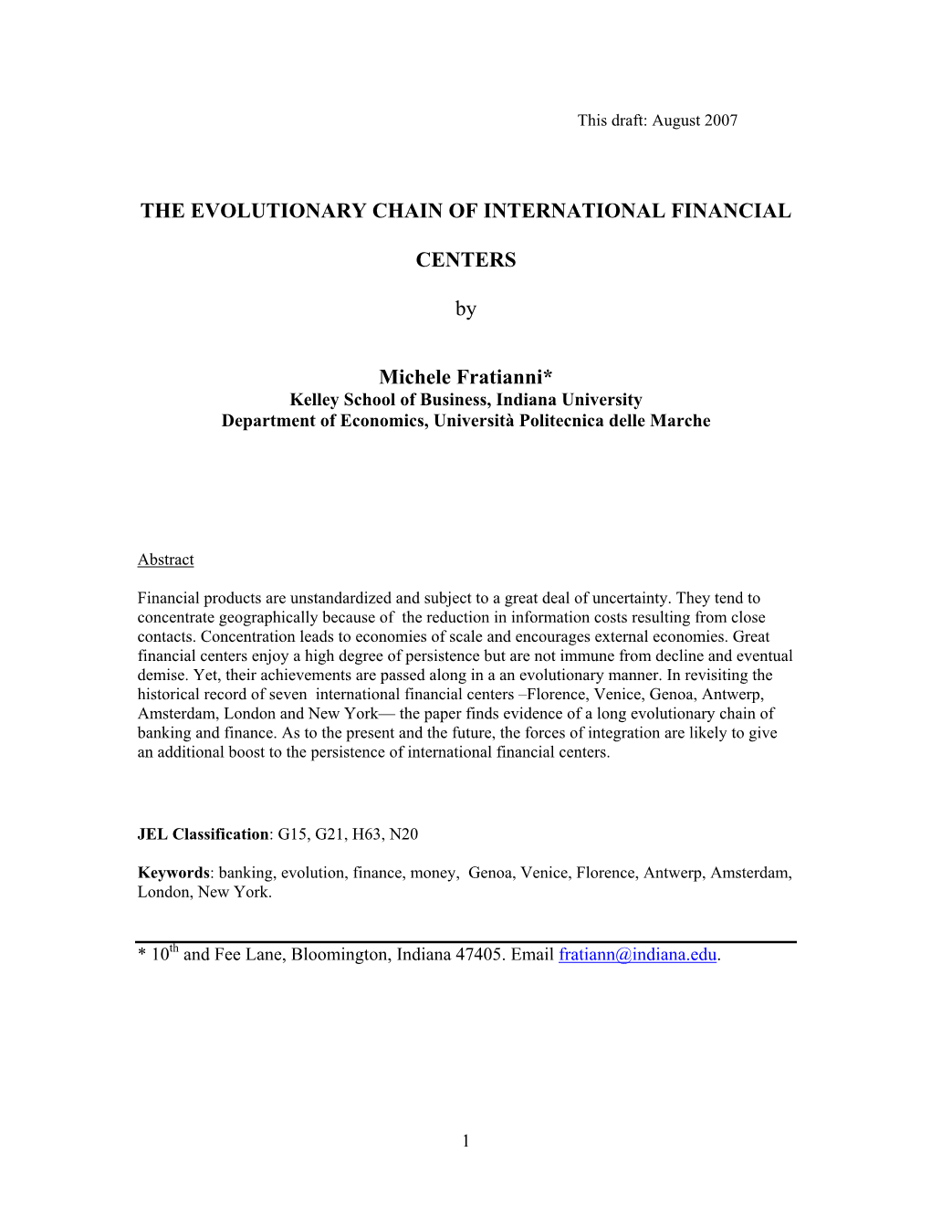 The Evolutionary Chain of International Financial