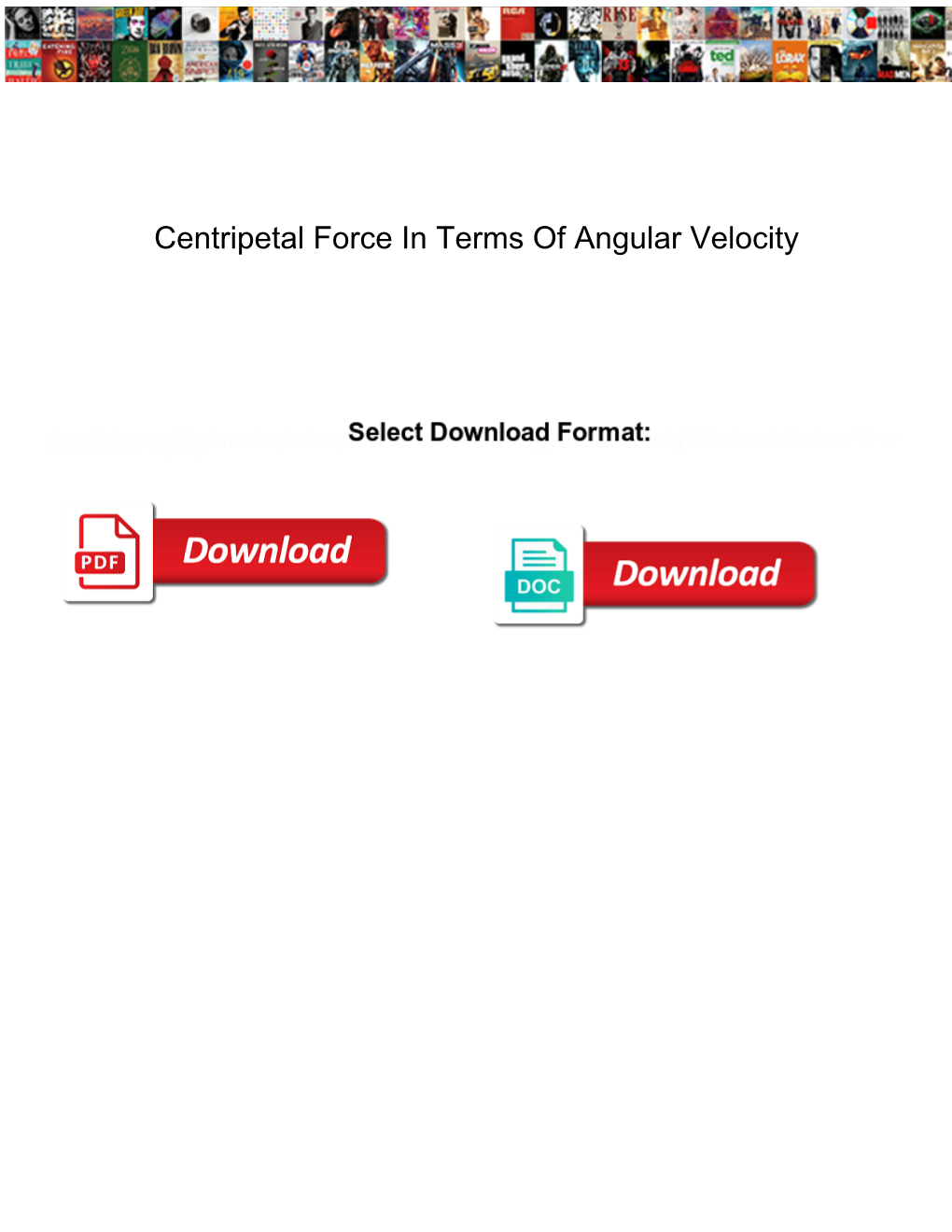 Centripetal Force in Terms of Angular Velocity