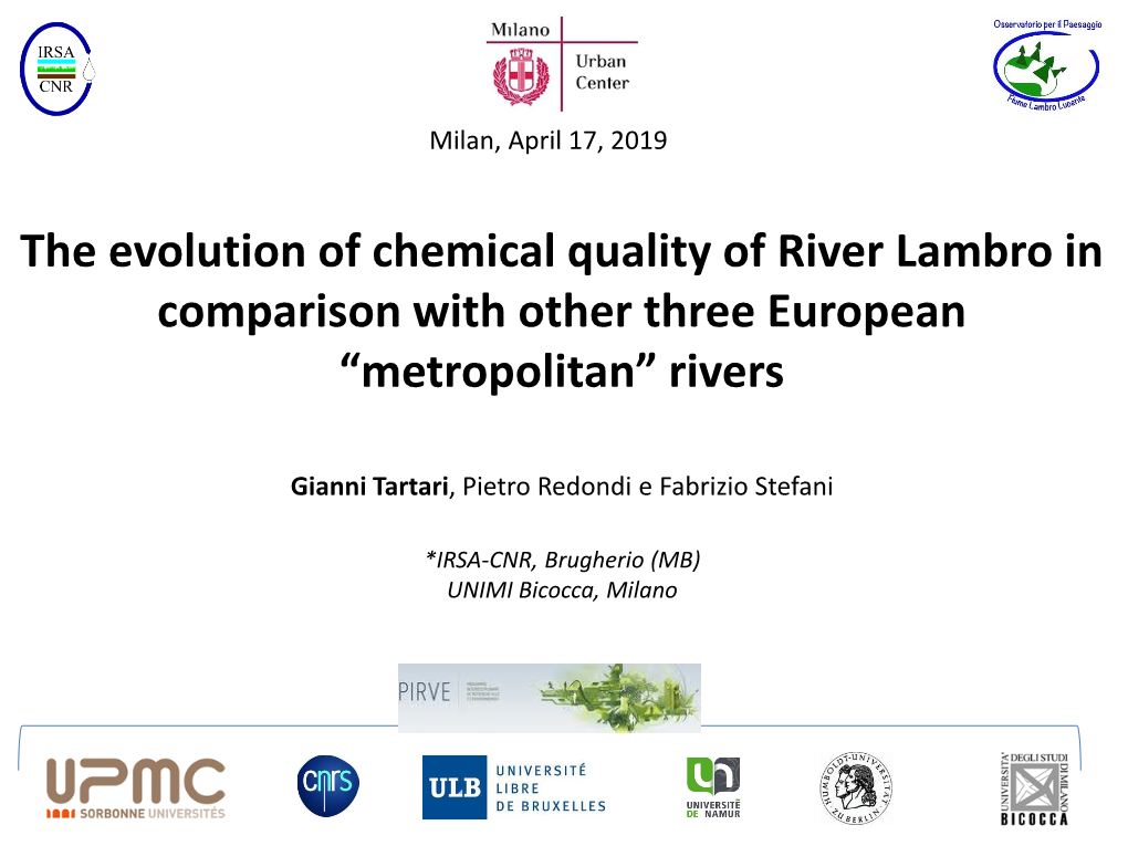 The Evolution of Chemical Quality of River Lambro in Comparison with Other Three European “Metropolitan” Rivers