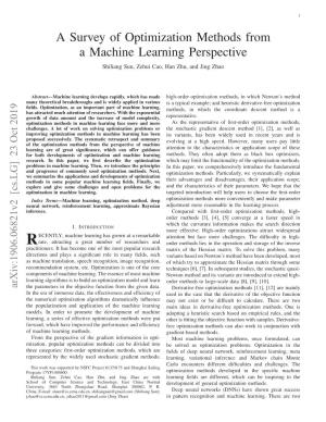 A Survey of Optimization Methods from a Machine Learning Perspective