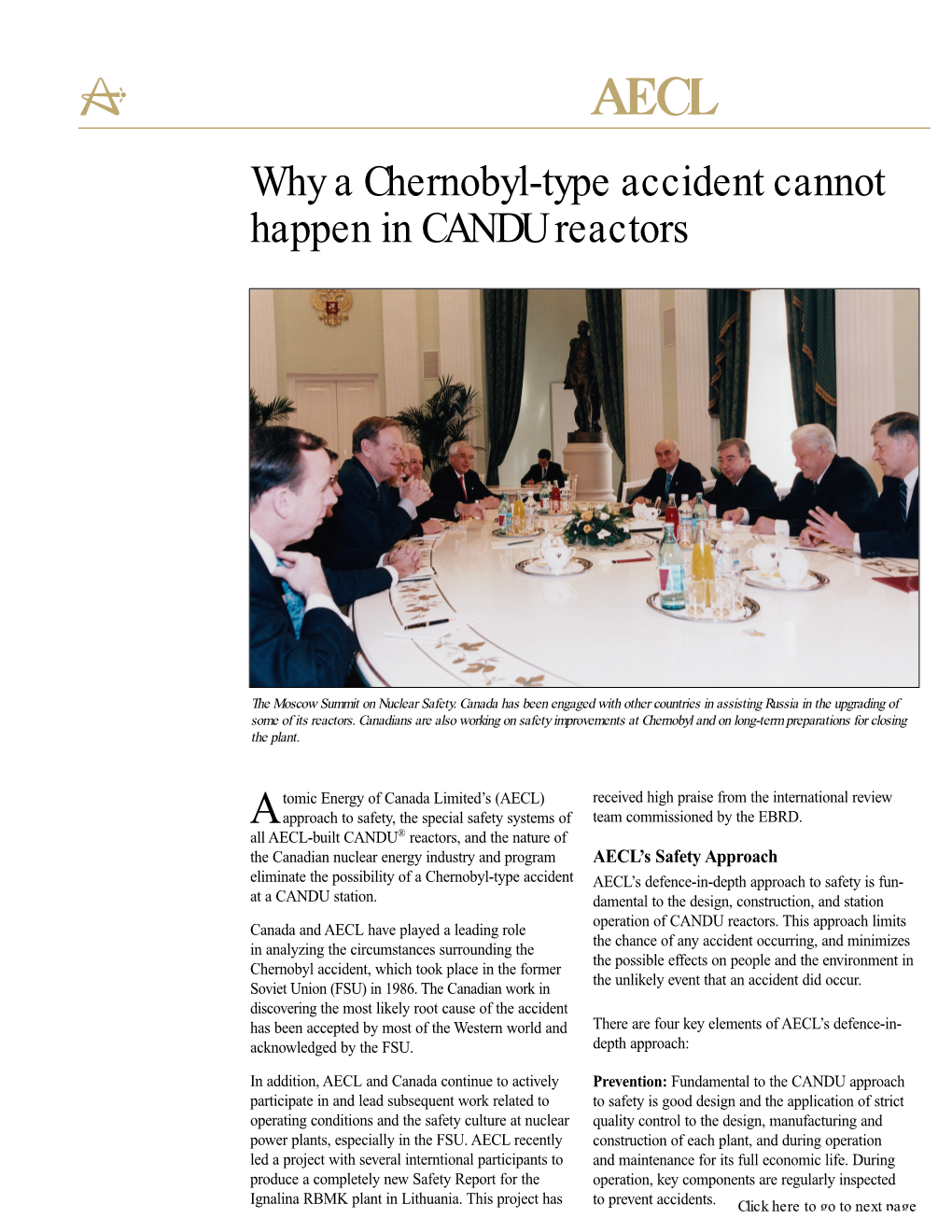 Why a Chernobyl-Type Accident Cannot Happen in CANDU Reactors