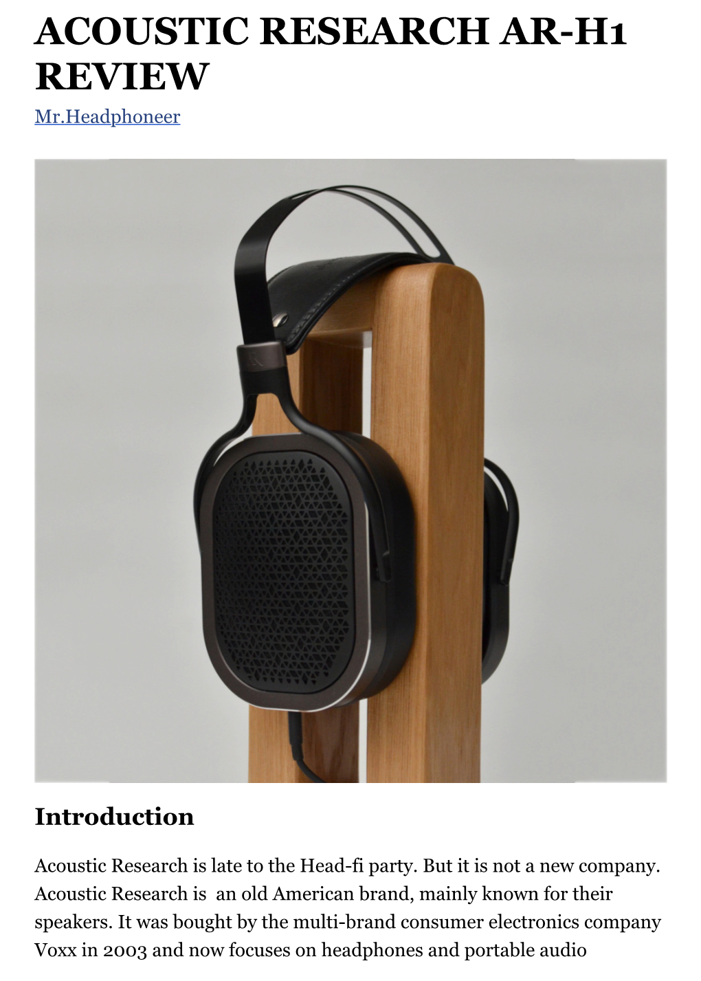 ACOUSTIC RESEARCH AR-H1 REVIEW Mr.Headphoneer