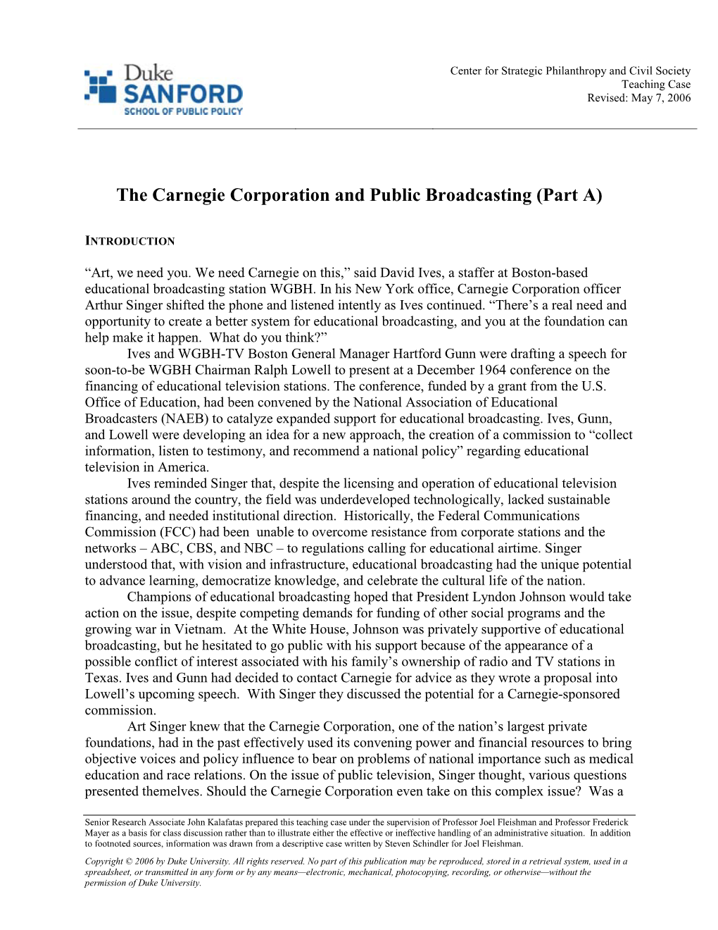 The Carnegie Corporation & Public Broadcasting