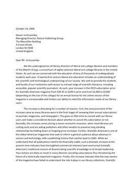 The Oberlin Group Scientific American Letter.Pdf