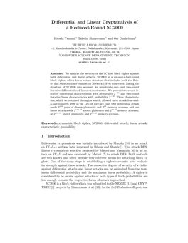 Differential and Linear Cryptanalysis of a Reduced-Round SC2000