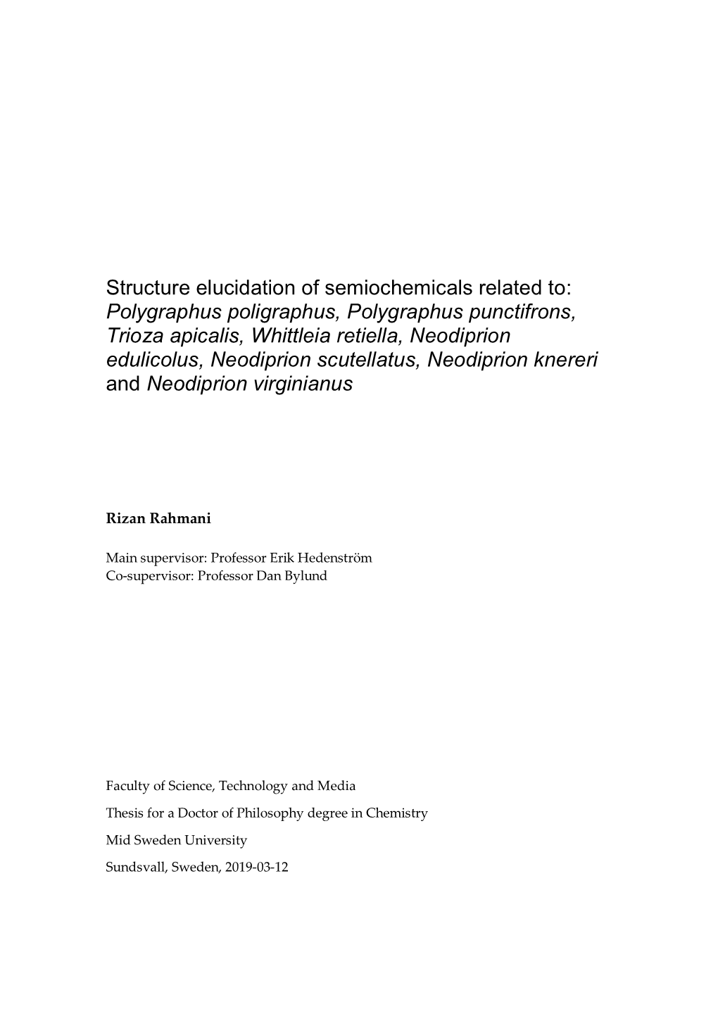 Structure Elucidation of Semiochemicals