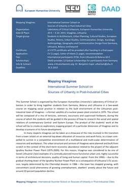 Cfp Sources of Urbanity &gt; Mapping Visaginas