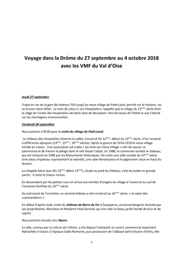 Voyage Dans La Drôme Du 27 Septembre Au 4 Octobre 2018 Avec Les VMF Du Val D’Oise