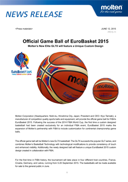 “BGL7X” Will Be the Official Basketball of FIBA Eurobasket 2015, Which Will