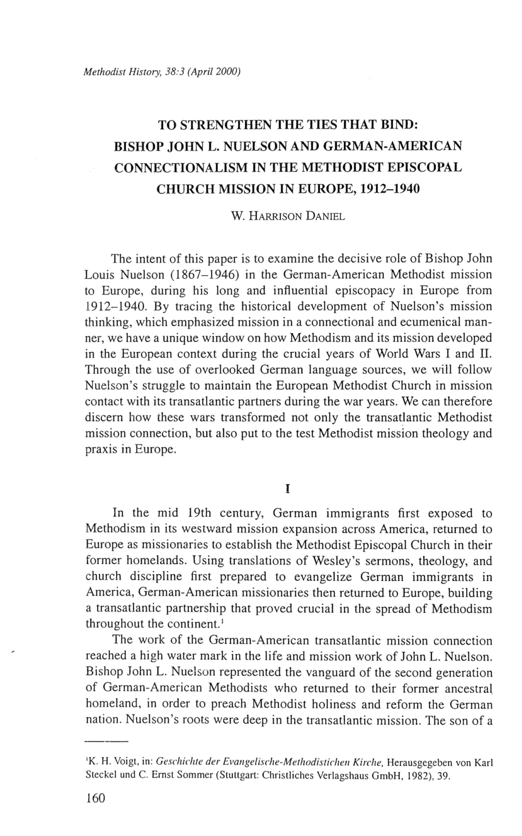 Bishop John L. Nuelson and German-American Connectionalism in the Methodist Episcopal Church Mission in Europe, 1912-1940