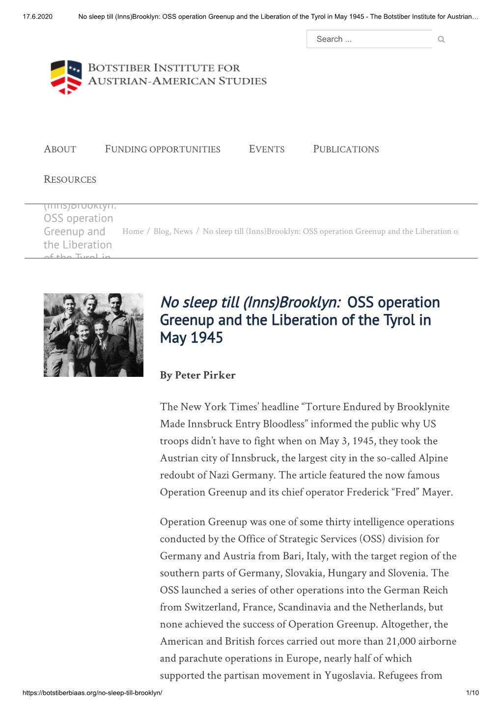 OSS Operation Greenup and the Liberation of the Tyrol in May 1945 - the Botstiber Institute for Austrian…