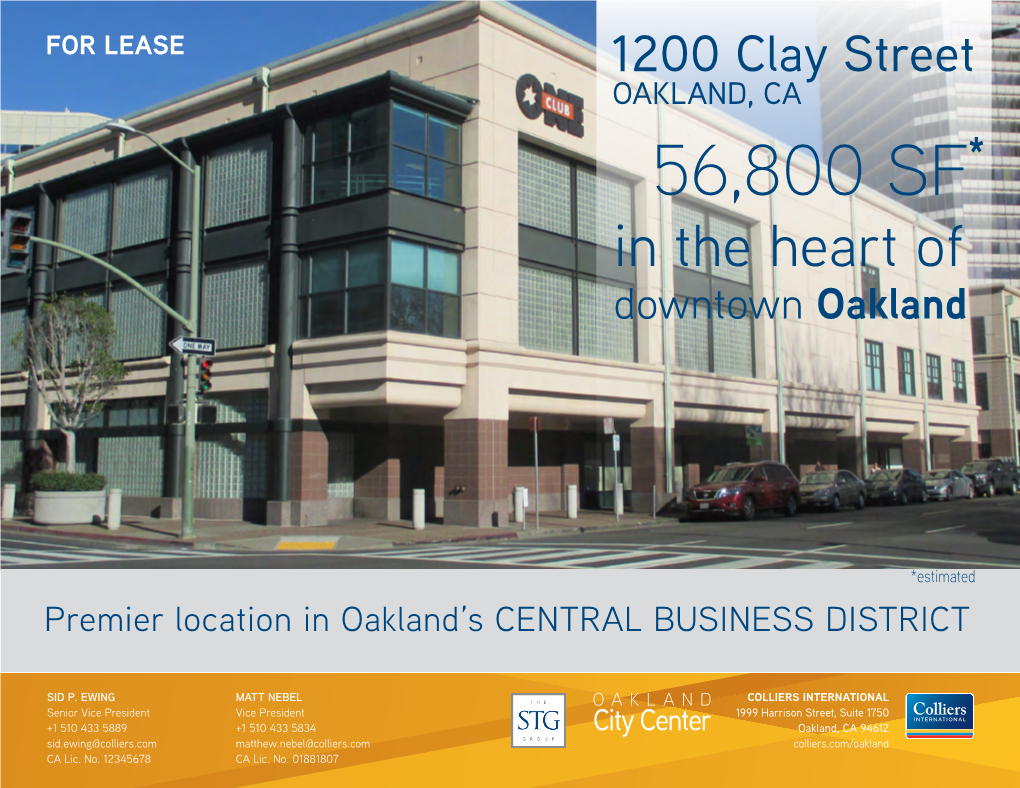 OAKLAND, CA ±56,800 SF* in the Heart of Downtown Oakland