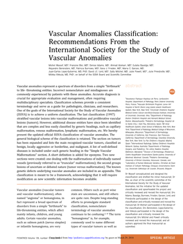 Vascular Anomalies Classification: Recommendations from The