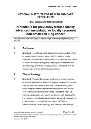 Nintedanib for Previously Treated Locally Advanced, Metastatic, Or Locally Recurrent Non-Small-Cell Lung Cancer