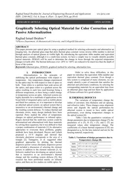 Graphically Selecting Optical Material for Color Correction and Passive Athermalization