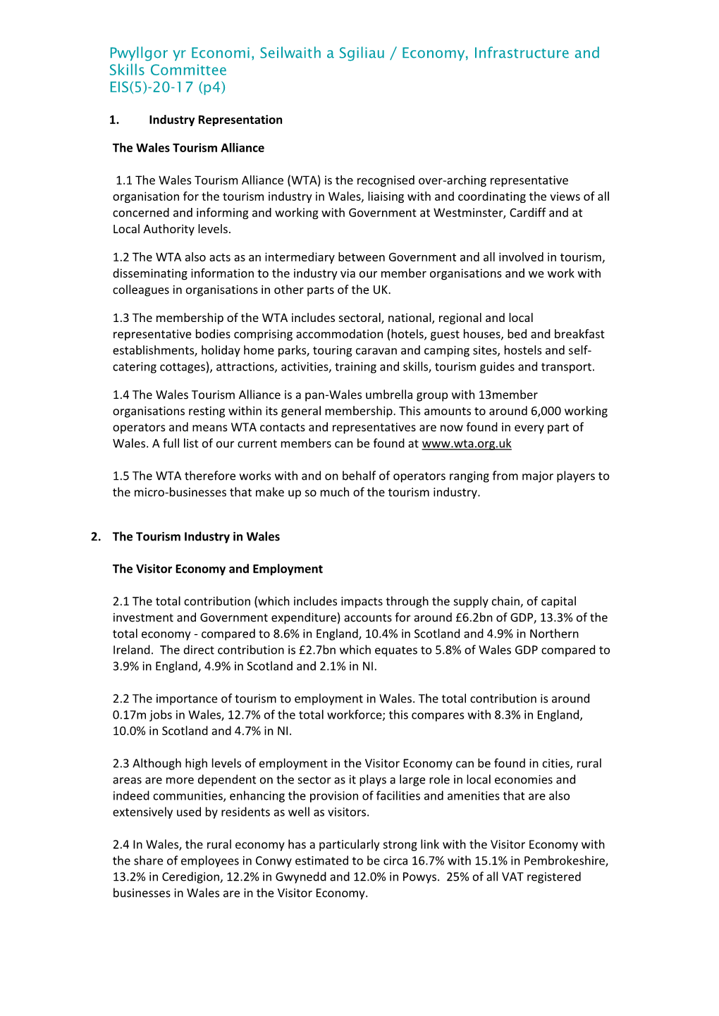 Pwyllgor Yr Economi, Seilwaith a Sgiliau / Economy, Infrastructure and Skills Committee EIS(5)-20-17 (P4)